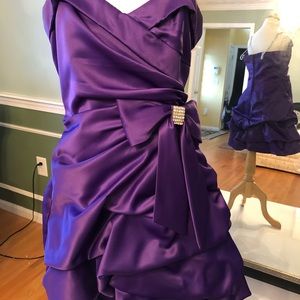 Masquerade purple formal dress with sparkly straps